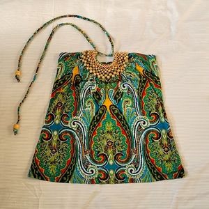 Heart Soul halter top XS green pattern